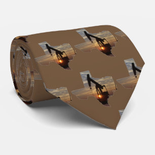 Oil Pump Jack At Sunset Necktie
