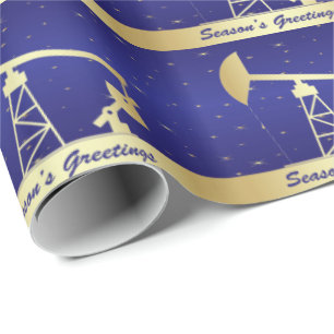 Oil Pump Jack Season's Greetings Gift Wrap