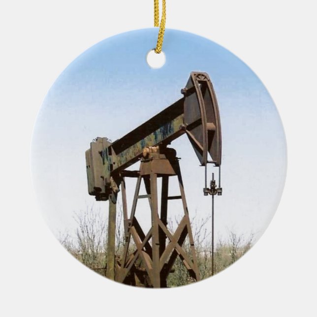Oil Pumping Rig Ceramic Tree Decoration (Front)