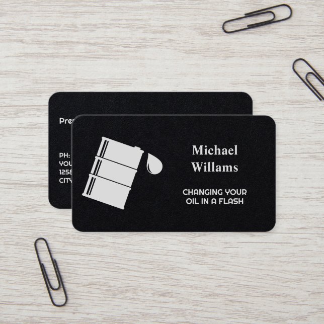 Oil Replacement Business Card (Front/Back In Situ)