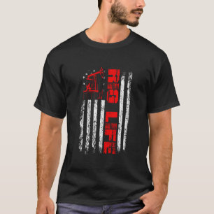 Oil Rig Life USA American Flag Landman Oilfield Wo T-Shirt