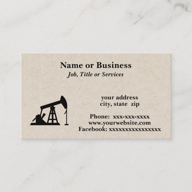 Oil rig silhouette business card (Front)