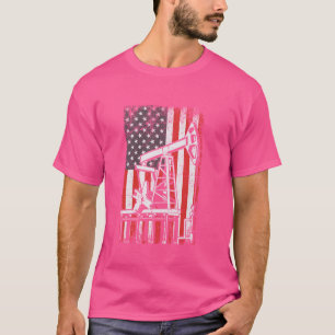 Oil Rig USA American Flag Landman Oilfield Worker T-Shirt