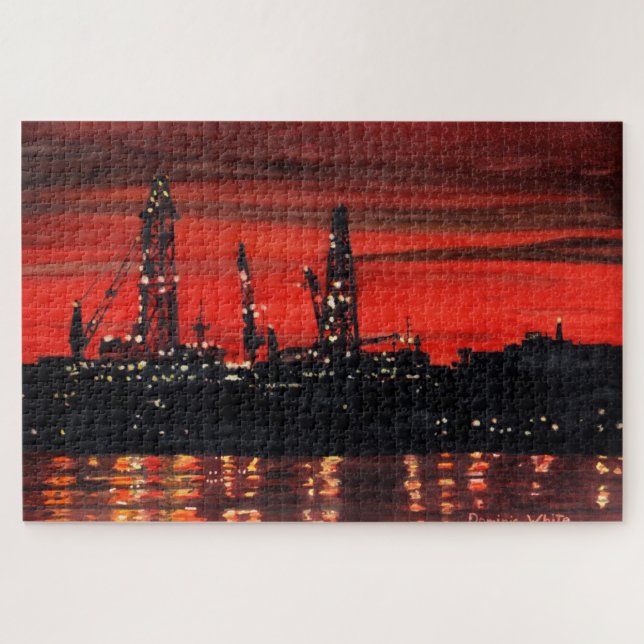 Oil Rigs at Night 1014pc Puzzle (Horizontal)