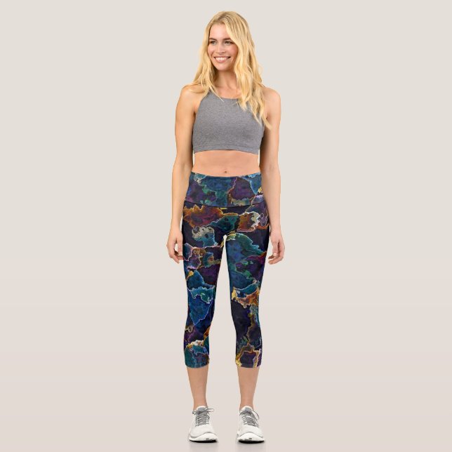 Oil Slick  Capri Leggings (Front)