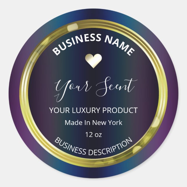 Oil Slick Coloured Gold Framed Soy Candle Labels (Front)