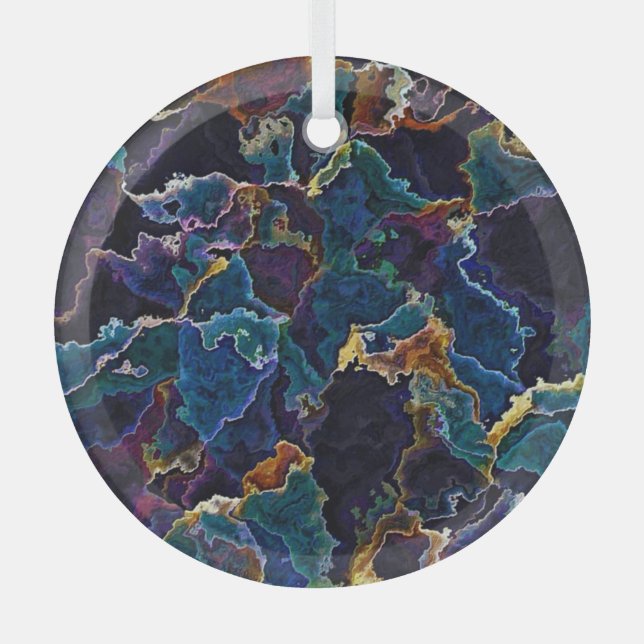 Oil Slick   Glass Tree Decoration (Front)