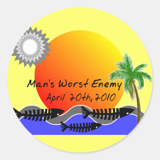 OIL Spill Disaster T-Shirts Classic Round Sticker (Front)