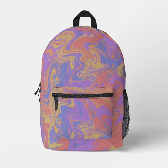 Oil Spill  Printed Backpack (Front)