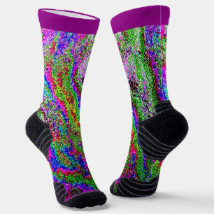 Oil Spill Purple Lime- Green- Pink design Socks