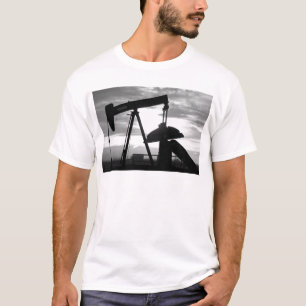 Oil Well Pump Jack Black and White T-Shirt