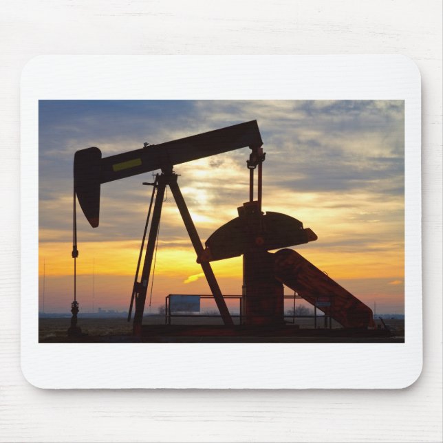 Oil Well Pump Jack Sunrise Mouse Mat (Front)