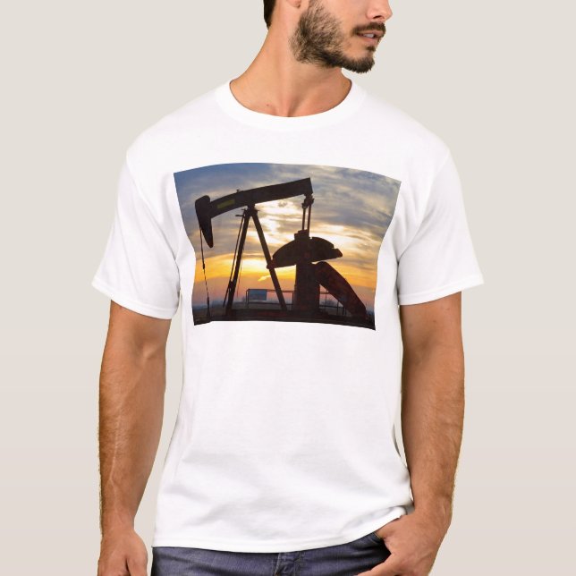 Oil Well Pump Jack Sunrise T-Shirt (Front)