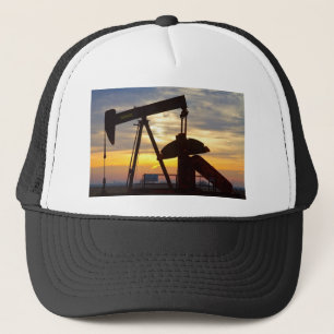 Oil Well Pump Jack Sunrise Trucker Hat