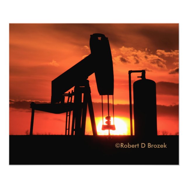 Oil Well Pump Sunset Silhouette Photo Enlargement Print (Front)