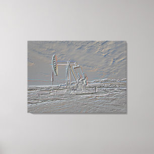 Oil Well Pumping (Pump Jack) Unit (Embossed Look) Canvas Print