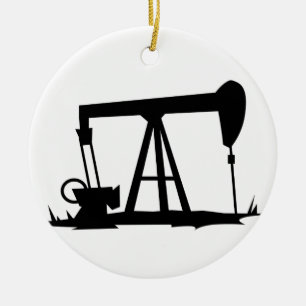 OIL WELL SILHOUETTE CERAMIC TREE DECORATION