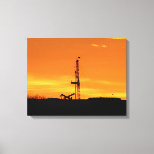 Oil Workover Rig at Sunset Canvas Print