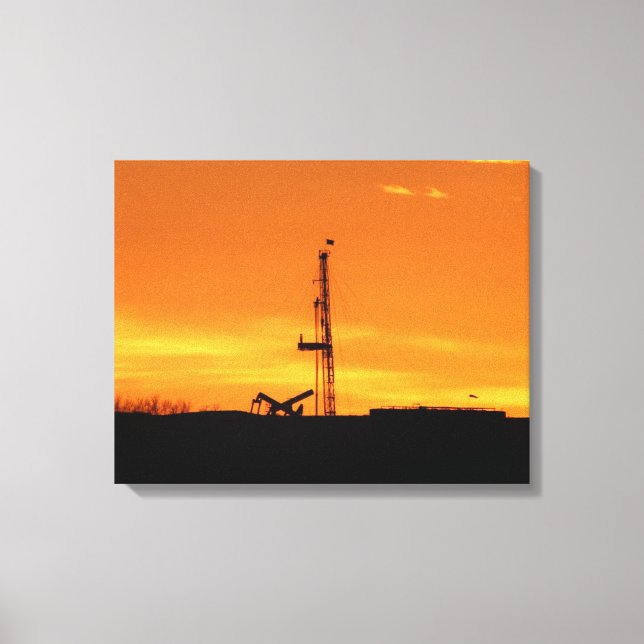 Oil Workover Rig at Sunset Canvas Print (Front)