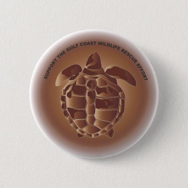 Oiled Kemp's Ridley Sea Turtle 6 Cm Round Badge (Front)