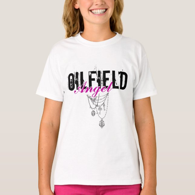 Oilfield Angel with necklace graphic T-Shirt (Front)