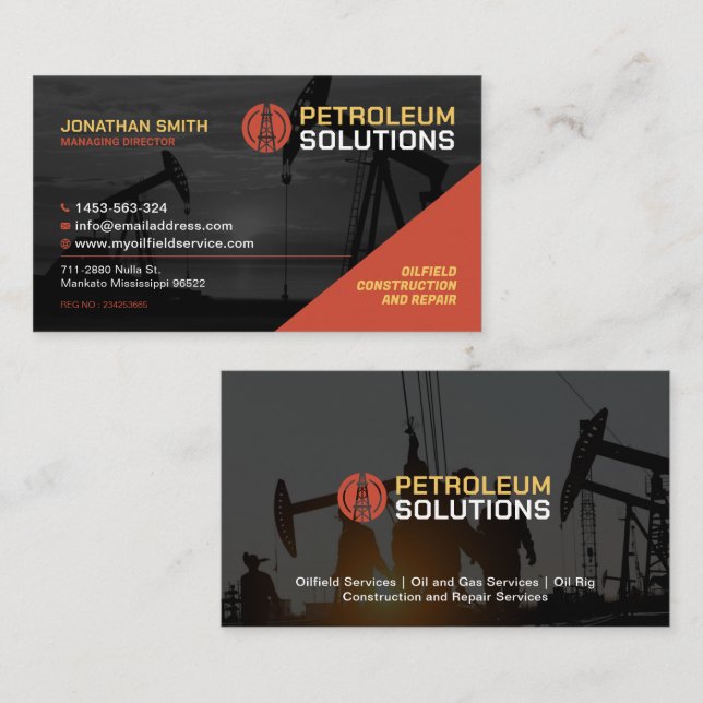 Oilfield, Oil and gas, Oil Rig, Well, Petroleum Business Card (Front/Back)
