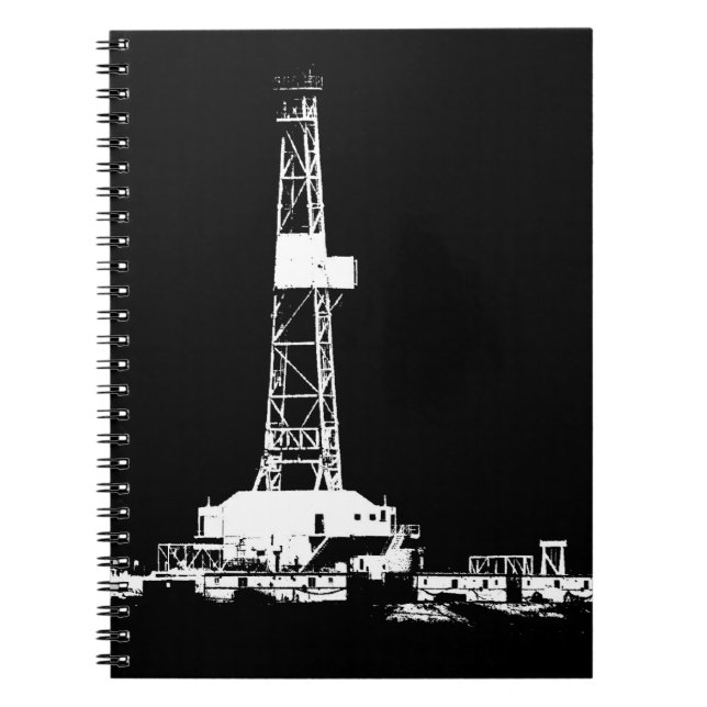 Oilfield Oil Drilling Rig Silhouette Notebook (Front)