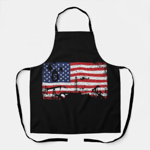 Oilfield Patriotic Flag With Oil Pumping Rig Apron