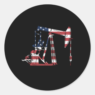 Oilfield Rig Usa American Flag Oil Field Refinery Classic Round Sticker