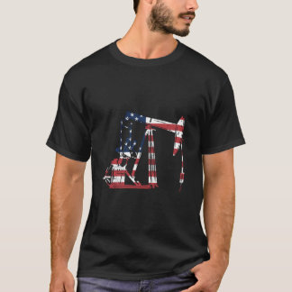 Oilfield Rig Usa American Flag Oil Field Refinery T-Shirt
