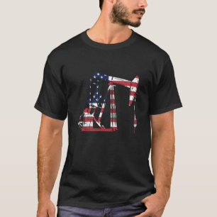 Oilfield Rig USA American Flag Oil Field Refinery T-Shirt