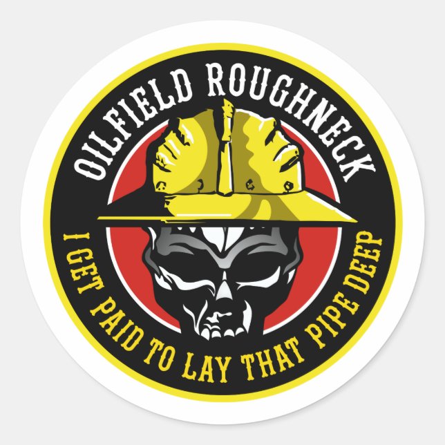 OILFIELD ROUGHNECK CLASSIC ROUND STICKER (Front)