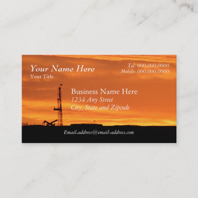 Oilfield Service Rig at Sunset Business Card (Front)