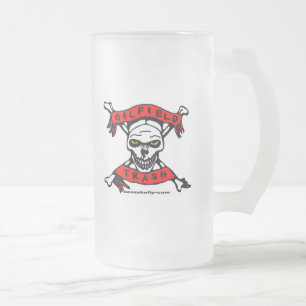 Oilfield Trash Frosted Beer Mug, Skull Design Frosted Glass Beer Mug