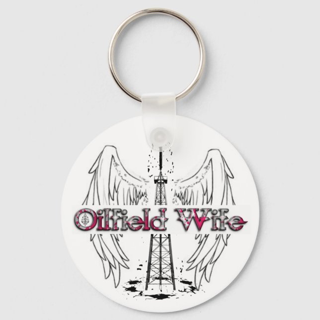 Oilfield Wife Rig & Wings Key Ring (Front)