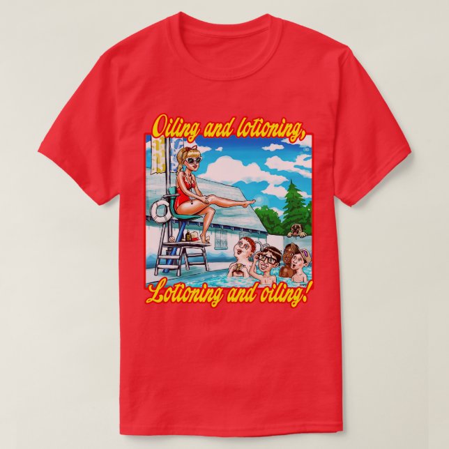 Oiling and Lotioning TEXT T-Shirt (Design Front)