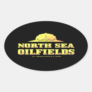 Oilman North Sea Oilfields,Ninian,Brae,Oil,Rigs Oval Sticker