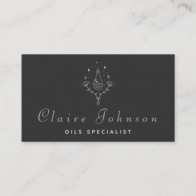 Oils Specialist Floral Potion Drawn Illustration Business Card (Front)