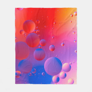 oily drops in water with colourful background, clo fleece blanket