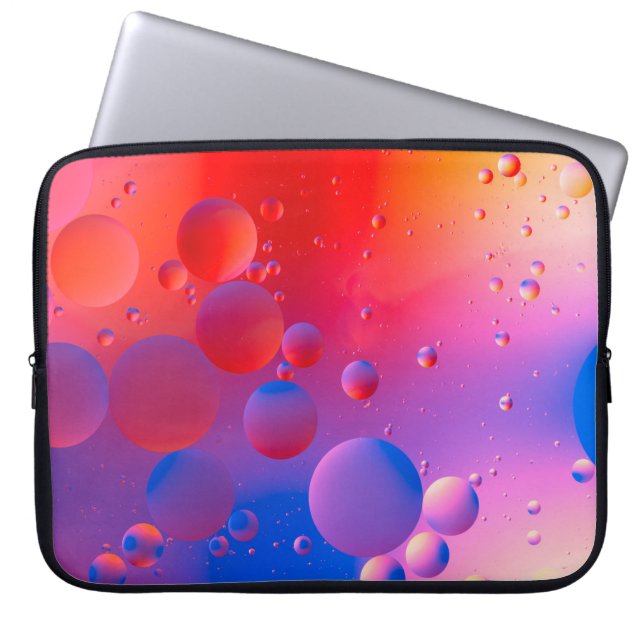 oily drops in water with colourful background, clo laptop sleeve (Front)