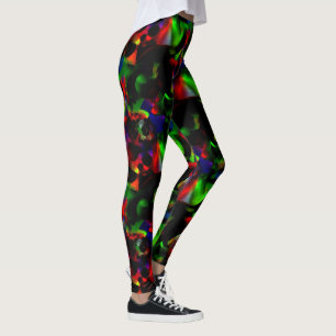 Oily green and red stains with dark parts leggings