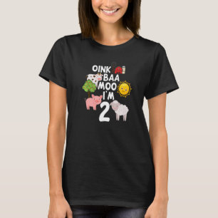 Oink Baa Moo I'm 2 Children Birthday Farming Barn T-Shirt