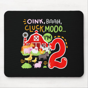 Oink Baa Moo I'm 2 Farm Animals 2nd Birthday Two Y Mouse Mat