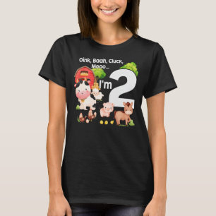 Oink Baa Moo I'm 2 Farm Theme Birthday 2 Years Old T-Shirt