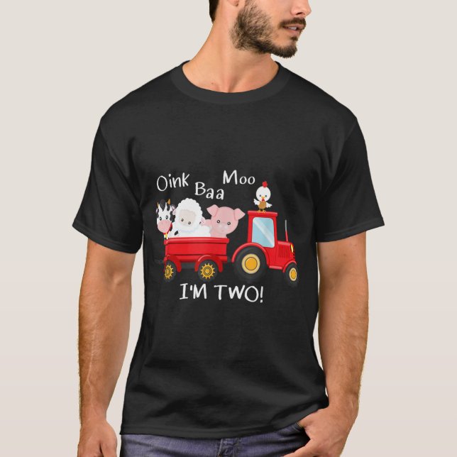 Oink Baa Moo Im 2 Farm Theme Birthday Tract T-Shirt (Front)