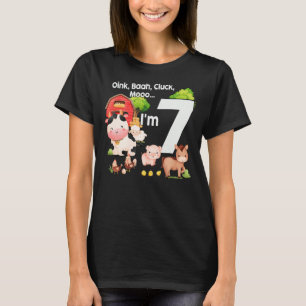 Oink Baa Moo I'm 7 Farm Theme Birthday 7 Years Old T-Shirt