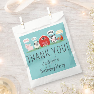 Oink Baa Moo Thank you Farm Animal Party Favour Bags