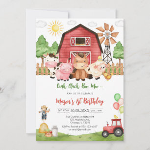 Oink Baa Quack Moo Farm Animals Birthday Invitation