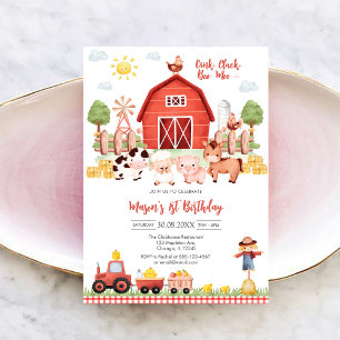 Oink Baa Quack Moo Farm Animals Birthday Invitation