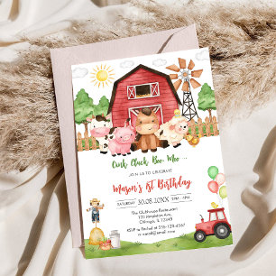 Oink Baa Quack Moo Farm Animals Birthday Invitation